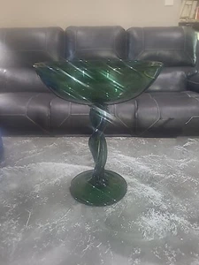 Mid Century Modern Pedestal Bowl Hand Blown Studio Art Glass Vintage - Picture 1 of 6
