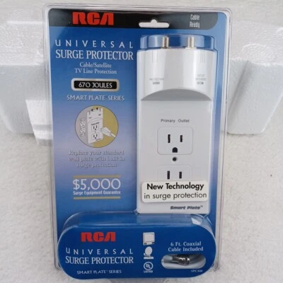 RCA Universal Surge Protector Smart Plate 670 Joules - 6 Ft Coax Cable SPC300 - Image 1 of 4