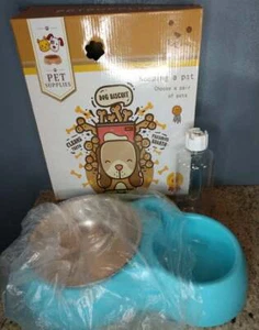NEW Feeder Dog Cat Double Feeding Bowls Stainless Steel Pet Bowl Water Food Dish - Picture 1 of 7