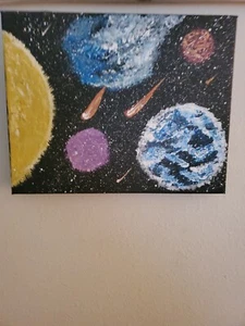 Art Hand Painted Acrylic Canvas 8x10 solar system - Picture 1 of 2
