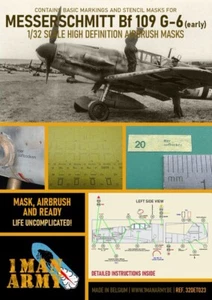 32DET023 1ManArmy 1:32 Messerschmitt Bf-109G-6 máscaras tempranas - Imagen 1 de 2