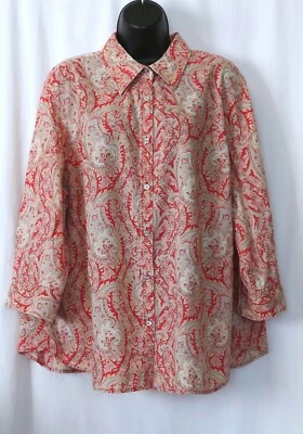 CHAPS Rojo Cachemira Algodón Blse 3/4 Slvs 54 en Chst 27 en Largo Talla 2X En muy buena condición Foto 1 de 4