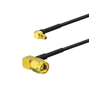 RF Jumper Pigtail RP SMA Male Plug Right Angle to MMCX Male RA Adapter Cable 8" - Picture 1 of 4