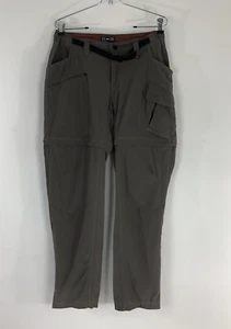 REI Pants Womens Cargo Convertible Pants Size 10 Beige Stretch Zip Pockets Belt - Picture 1 of 11