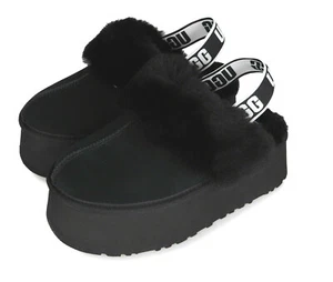 New Women's UGG Brand Platform Funkette Slipper Sandals Shoes Black 1113474 - Picture 1 of 6