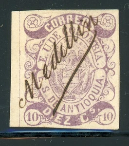 COLOMBIA - ANTIOQUIA Used Selections: Scott #8 10c Lilac 1869 CV$7+ - Picture 1 of 1