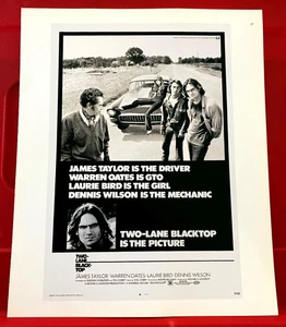Two-Lane Blacktop James Taylor Movie/Film Poster Art PICTURE/PRINT 12" x 9.5" - Picture 1 of 3