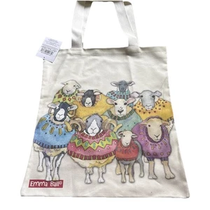 Lg. Heavy Duty Canvas Project Tote -Colorful Sheep Wearing Sweaters Emma Ball - Picture 1 of 3