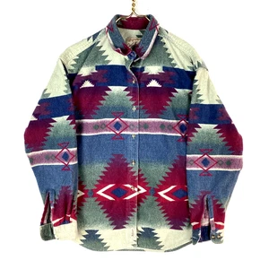 Vintage Woolrich Flannel Shirt Size Medium Multicolor Aztec Pattern ButtonUp Usa - Picture 1 of 3