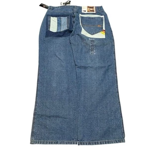 NWT Vintage Y2K Phat Farm Mens Embroidered Hip Hop Baggy Wide Leg Jeans 40x33 - Picture 1 of 7
