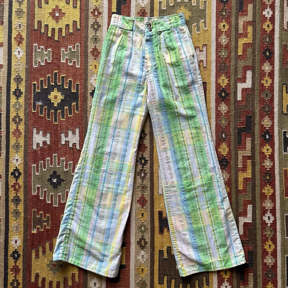 Pantalones de colección años 60 Wrangler Misses a cuadros de algodón campana talla 24x30 Foto 1 de 4