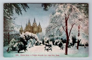 Salt Lake City UT-Utah, Winter In Temple Grounds, Antique, Vintage Postcard - Picture 1 of 2