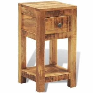 Comodino Comodino Legno Massello di Mango Naturale 30x30x58cm 1 Cassetto Comodino Rustico UK - Foto 1 di 5