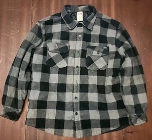  Chaqueta de trabajo Dickies de franela a cuadros acolchada forrada con botones negra/gris para hombre L  - Imagen 1 de 11