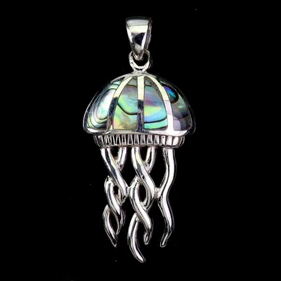 925 Sterling Silver Pendant Fancy Mother Of Pearl Jellyfish Gemstone Jewelry - Image 1 of 4