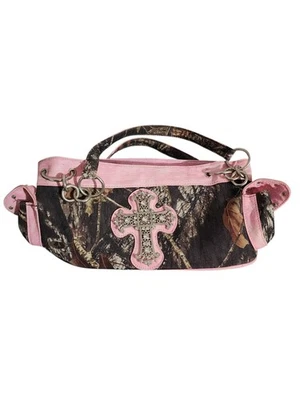MOSSY OAK LICENSED CAMOUFLAGE & PINK CROSS  PURSE,  CAMO HANDBAG - Image 1 of 4