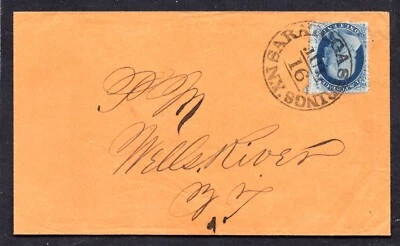 US 1861 PERÍODO GUERRA CIVIL CUBIERTA 16 DE JUNIO FRANKED SCOTT #24 MUELLES SARATOGA ATADOS Foto 1 de 2