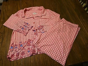 PINK Label Womens SzLg Long Sleeve Satin Polyester Pink W/Design - Picture 1 of 10