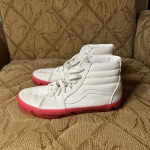 Vans Sk8-Hi “Off The _” Canvas Skate Shoes White Pink Size Mens Size 7 Us Junior - Picture 1 of 11