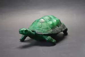 Caja de baratijas checa Art Deco para tortugas vidrio de malaquita corte Schlevogt - Imagen 1 de 5
