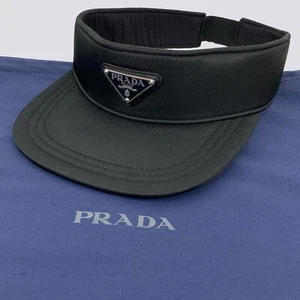 Prada Nylon Metal Triangle Logo Center Baseball Sun Visor Black Size M - Picture 1 of 9