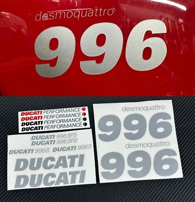DUCATI 996 996S fairing tank stickers decals kit set silver metallic oem size - Image 1 of 4