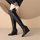 Wedge High Heels Genuine Over The Knee Boots for Women Side Zipper Shoes