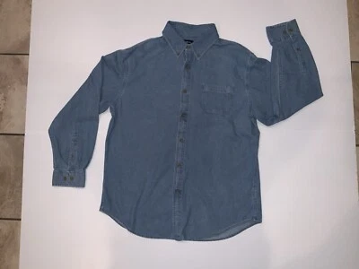 Croft & Barrow Men's L Button Up Down Blue Denim Long Sleeve Shirt - Image 1 of 4