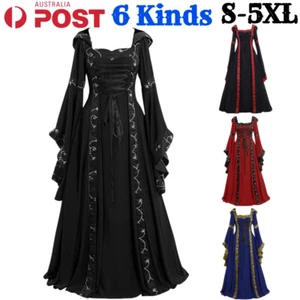 Medieval Renaissance Maiden Dress Costume Gothic Gown Lady Halloween Fancy Skirt - Picture 1 of 16