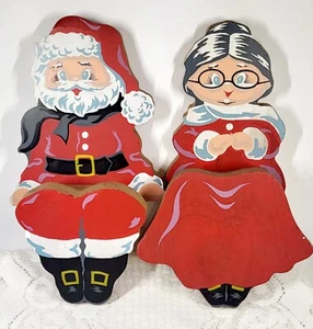 Vintage Santa & Mrs Claus Regal Sitzer Holz handbemalt Weihnachtsdeko USA 1990er - Bild 1 von 5