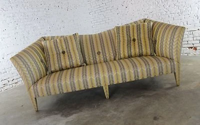 Sofá vintage Donghia amarillo a rayas Spirit de John Hutton Foto 1 de 4