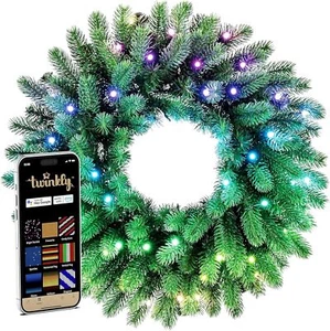 Twinkly Pre-Lit Wreath – App-Controlled LED Christmas Wreath Ecomm-Open Box - Picture 1 of 7