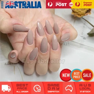 24xNude Stiletto Ballerina Fake Nails Tips Glue On False Press On Artificial AU - Picture 1 of 5