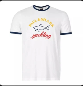 Camiseta pequeña con logotipo blanco de Paul & Shark algodón orgánico nueva con etiquetas precio de venta sugerido por el fabricante £95 - Imagen 1 de 5