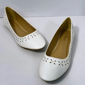 Iynx Betty Damen-Ballerinas Größe 10 weiß rund geschnitten ausgeschnitten Slipper NEU - Bild 1 von 10