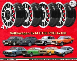 4 pz. cerchi Volkswagen 6x14 Golf GTI Jetta Passat Scirocco alloy/black wheels - Foto 1 di 4