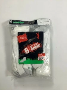 Boys Hanes White Ankle Socks 9-2.5 / 6 pack NEW! - Picture 1 of 2