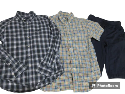 Lot of 3 10-12 y Boy's Ralph Lauren Shirt Plaid L/S & S/S + Hanna Andersson Pant - Image 1 of 4