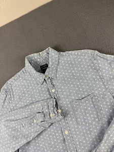J Crew Hemd Herren M blau Chambray Blumen AOP leicht Denim Frühling Knopfleiste - Bild 1 von 12
