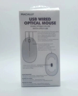 Macally USB Wired Optical Mouse Windows - Simple 3 Button Corded  - Image 1 of 4