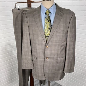 Pronto Uomo Signature Suit Men 42R Taupe Plaid A Rodina Super 120s Wool Italy - Picture 1 of 20
