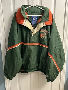 Chaqueta acolchada vintage de los 90 Starter University of Miami Hurricanes verde talla XL - Imagen 1 de 10