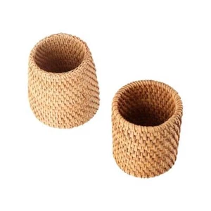Cosmetic Holder Wood Vine Rattan Pen Holder Stationery Container Home Office - Picture 1 of 15