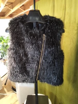 Chaleco Vince Camuto Mujer Talla M Imitación Piel Asimétrico Cremallera Frontal Negro  Foto 1 de 4