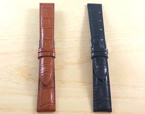 Echtleder Armband gepolstert Krokodildruck Farben braun/schwarz Schlaufe 18mm - Bild 1 von 4