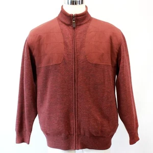 Orvis Brown 100% Wool Zipper High Neck Pockets Classic Bomber Jacket Large - Picture 1 of 8