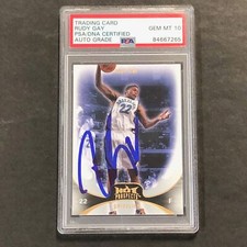 2008-09 Fleer Hot Prospects #29 Rudy Gay Signed Card AUTO GRADE 10 PSA Slabbed G