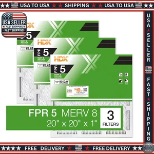 Furnace Air Filters 20x20x1 MERV 8 Pleated HVAC Home Filter Set 3 Pack - Picture 1 of 11