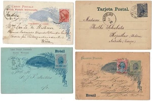 Brazil Lot of 4 Postcards from before 1900 2 to Austria - Picture 1 of 2