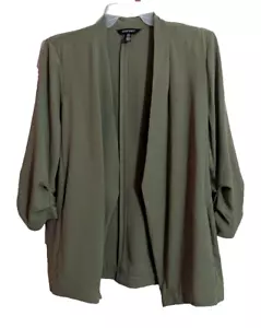 NWT ELLEN TRACY Caper Green Open Long Sleeve Jacket Blazer Size XL G2 - Picture 1 of 7